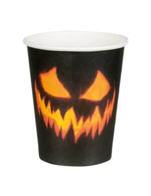 10 Kürbis-Pappbecher Halloween-Dekoration schwarz-orange 210ml
