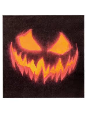 12 Horrorkürbis-Servietten Halloween-Dekoration schwarz-orange 33x33cm