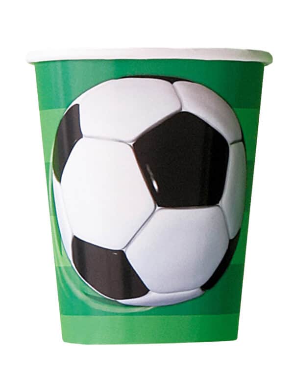 3D-Fussball-Pappbecher 8 Stück grün-schwarz-weiss 255ml