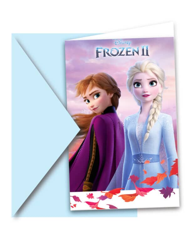 Frozen 2-Einladungskarten und Umschläge 6 Stück bunt 14x9 cm