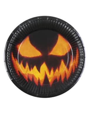 10 Kürbis-Pappteller Halloween-Dekoration schwarz-orange 23cm