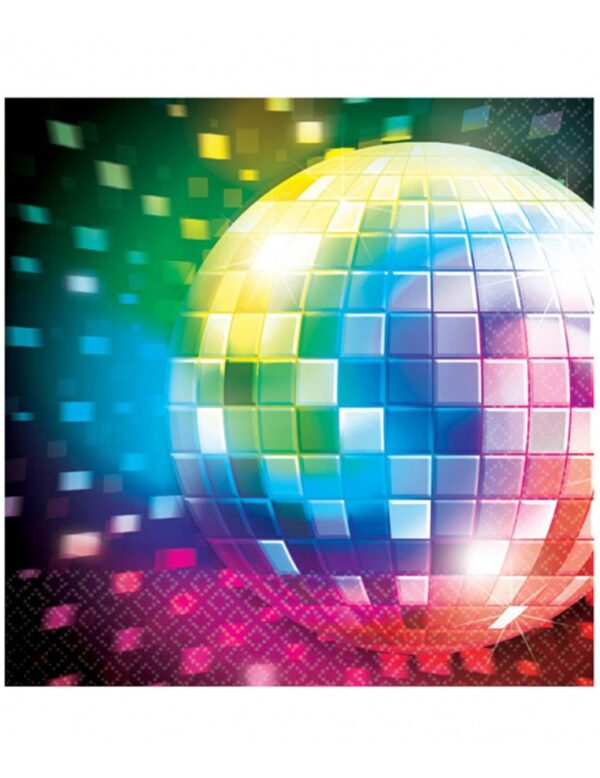 70er Disco Servietten Discokugel Party-Deko 16 Stück bunt 33cm