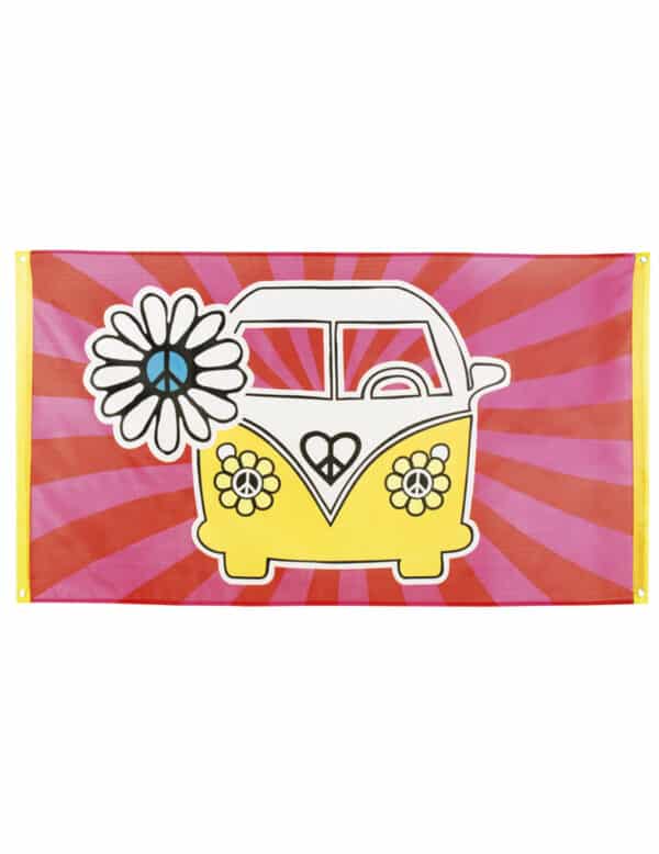 70er Hippie Banner Flagge Party-Deko bunt 90x150cm