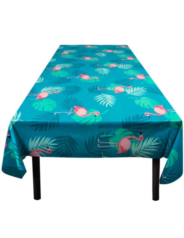 Abwischbare Tischdecke Flamingo-Tischdecke Partydeko grün-pink 130 x 180 cm