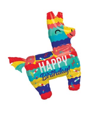 Aluminium-Ballon Lama-Piñata Happy Birthday bunt 73x83cm