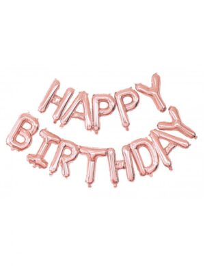 Aluminium-Ballons Hängedeko 13-teilig Happy Birthday roségold