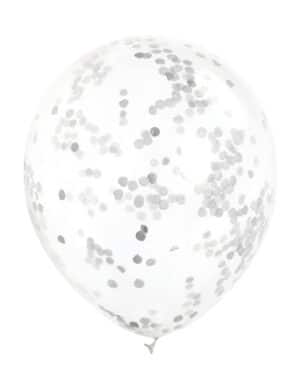 Befüllbare Konfetti-Ballons 6 Stück silber