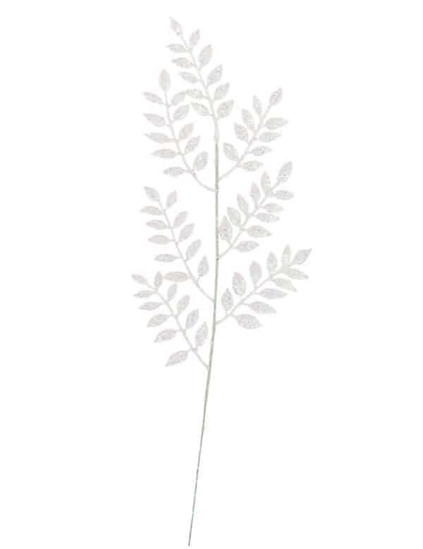 Blätter-Ast mit Glitzer Raumdekoration weiß 45 cm