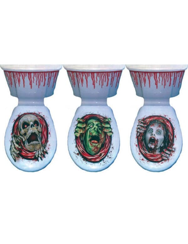 Blutbad Zombie Toiletten-Folie Halloween-Deko 2-teilig rot-grün