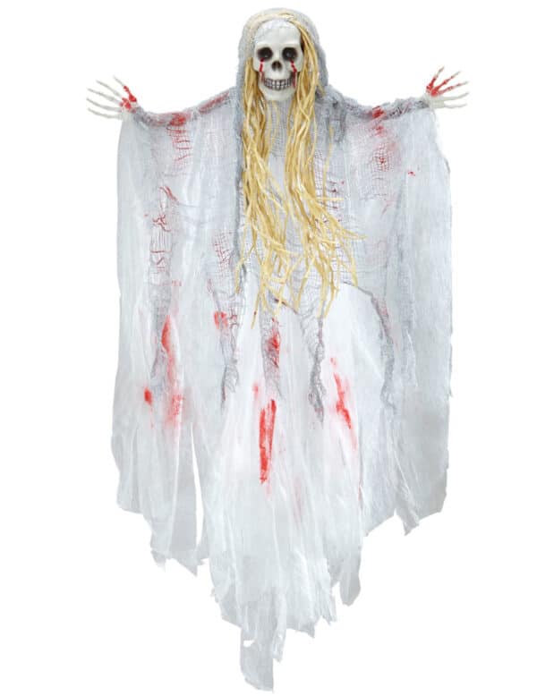 Blutender Geist Halloween-Dekofigur beige-rot 90cm