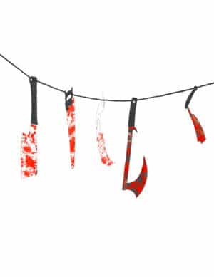 Blutige Girlande Folter Instrumente Halloween Party-Deko rot-bunt 118cm