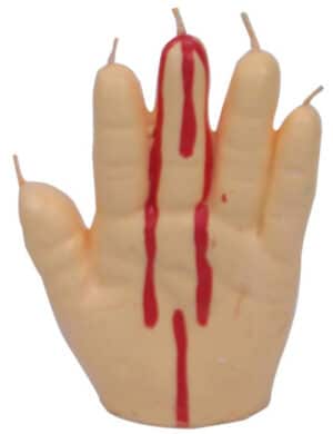 Blutige Hand Kerze Halloween-Deko beige-rot