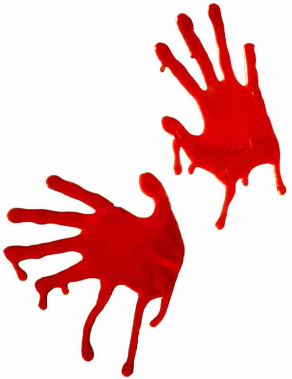 Blutige Hände Halloween Fensterdeko Set 2-teilig rot 18