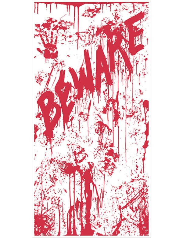 Blutiges Tür-Poster Beware Halloween Party-Deko bunt 76x152cm