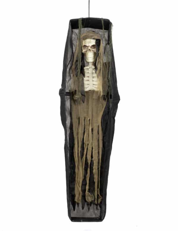 Leiche-Leuchtdekoration im Sarg Halloween-Partydeko schwarz-braun 160 cm