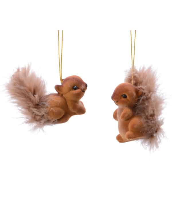 Eichhörnchen-Anhänger Christbaumschmuck 2-Stück braun 4-6 cm