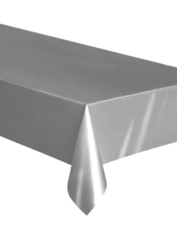 Einweg-Tischdecke aus Kunststoff silber 137 x 274 cm