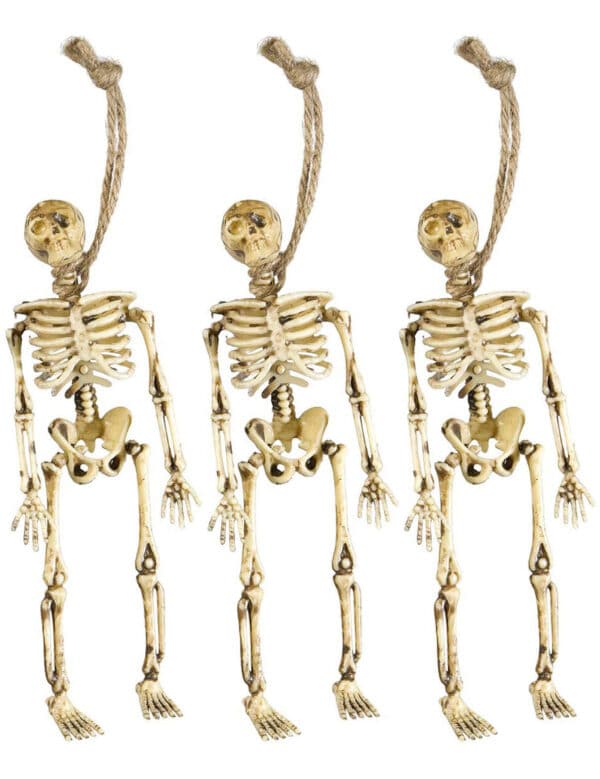 Erhängte Skelette Halloween-Deko 3er-Setbeige 15cm