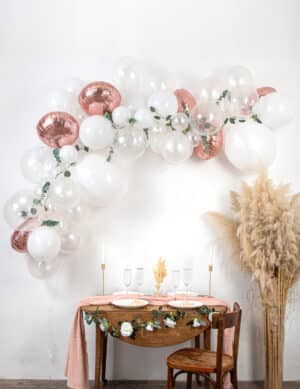 Eukalyptus Ballonbogen-Set mit 70 Ballons rosegold