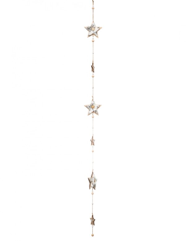 Fellsternen-Girlande aus Holz braun-weiß 150 cm