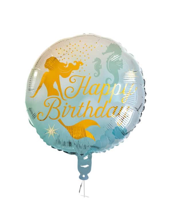Festlicher Meerjungfrauen-Geburtstagsballon blau-goldfarben 45 cm