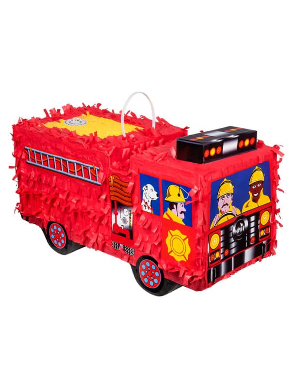 Feuerwehrauto Piñata Rettungskräfte rot-schwarz-gelb 43 x 24 cm