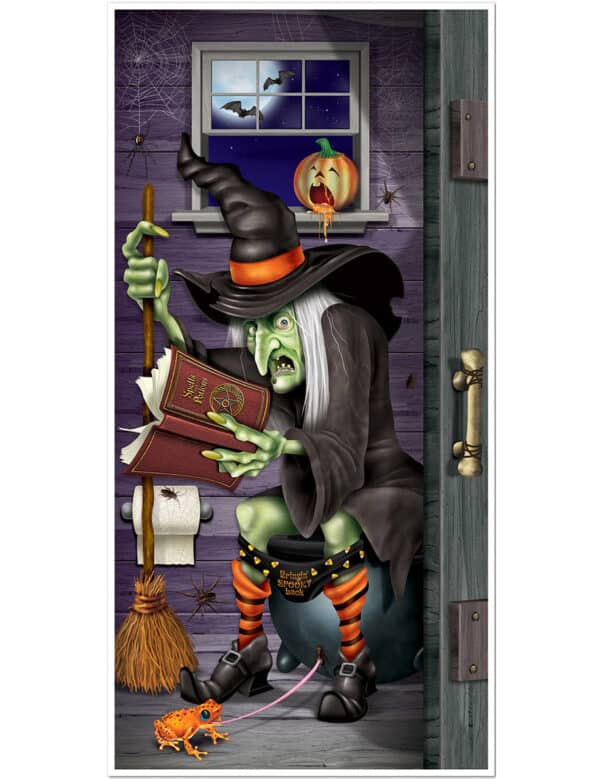 Fiese Hexe WC Tür-Poster Halloween Party-Deko bunt 76x152cm