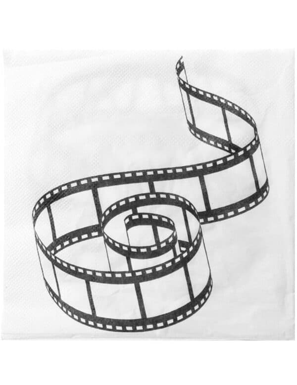 Filmband-Servietten Hollywoodparty-Deko 20 Stück weiss-schwarz 33x3ccm