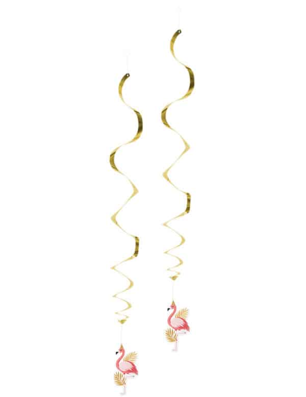 Flamingo-Hängedekos Partydeko 2 Stück rosa-gold 85 cm