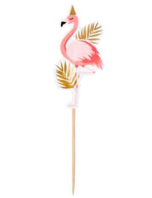 Flamingo-Piekser Partydeko 12 Stück rosa-gold 13 cm