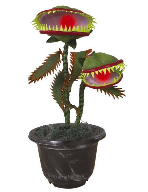 Fleischfressende Pflanze Halloween-Partydeko grün-rot-schwarz 42 cm