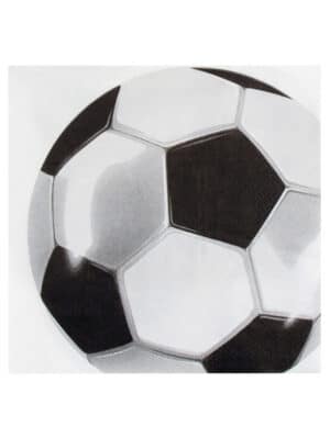 Fußball-Servietten Party-Tischdeko 20 Stück schwarz-weiss 33 x 33cm