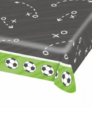 Fussball-Tischdecke Partydeko grün-schwarz 120x180 cm