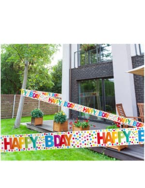 Geburtstags-Banner Happy Bday Geburtstag-Deko bunt 15 m