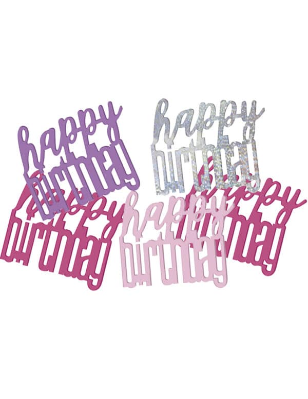 Geburtstags-Konfetti Happy Birthday rosa-silber-lila 14g