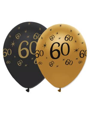Geburtstagsballons 60 Jahre Jubiläums-Luftballons 6 Stück gold-schwarz 30cm