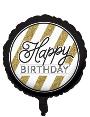 Geburtstagsluftballon Happy Birthday schwarz-gold 46cm
