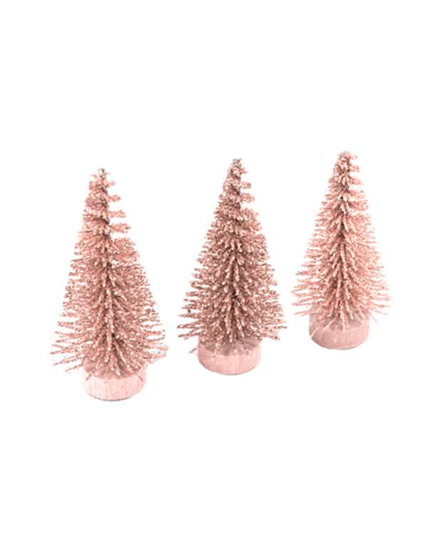 Glitzerndes Mini-Weihnachtsbaum Set 3 Stück roségold 5