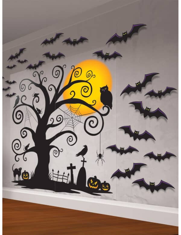 Grusel-Scherenschnitt Wand-Deko Set Halloween-Kinderparty schwarz-orange 85x165cm