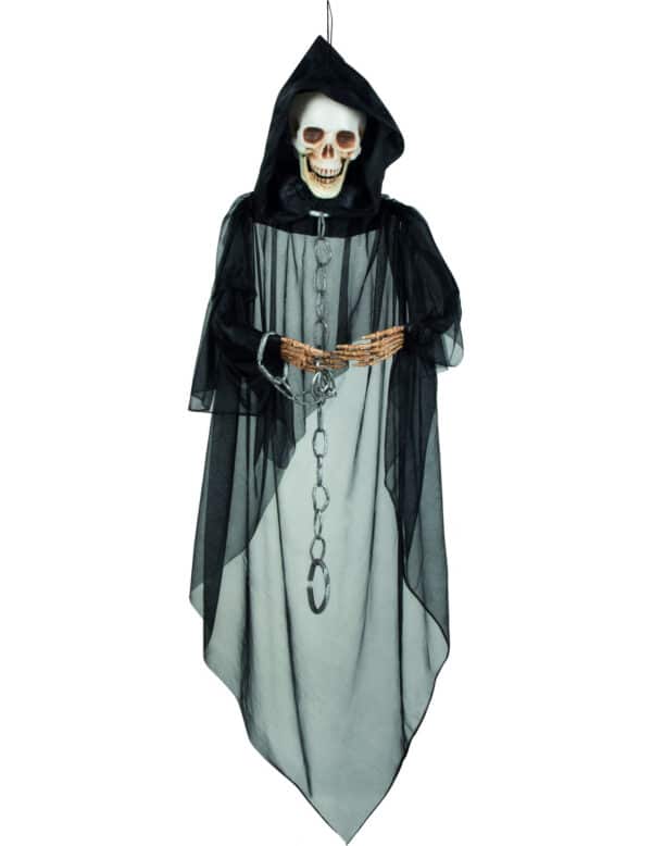 Gruseliger Skelett-Gefangener Halloween-Hängedeko schwarz-beige 150cm