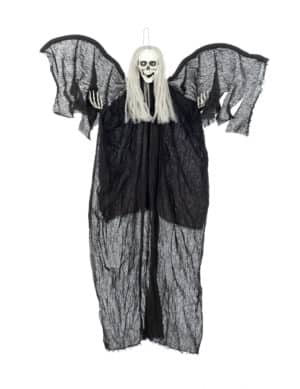 Gruseliger Skelettgeist mit Leuchtaugen Halloween-Hängedeko schwarz-weiss 110x67cm