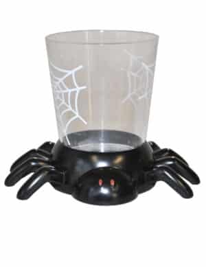 Halloween Becher mit Spinnenhalterung 7 cm schwarz-transparent