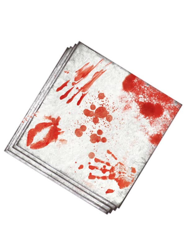 Halloween-Servietten blutige Hand Papierservietten 12 Stück rot-weiss 33x33cm