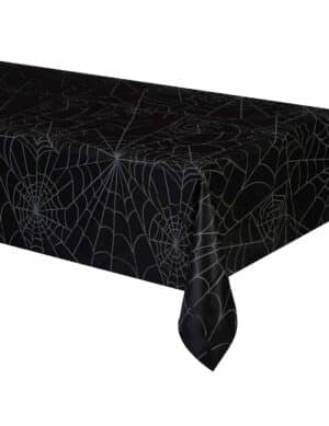 Halloween-Tischdecke Spinnennetz schwarz-grau 120x180cm