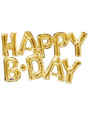 Happy B-Day Aluminiumluftballons Buchstaben gold