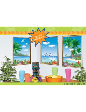 Hawaii Fenster Wanddeko 3 Stück bunt 85x54cm