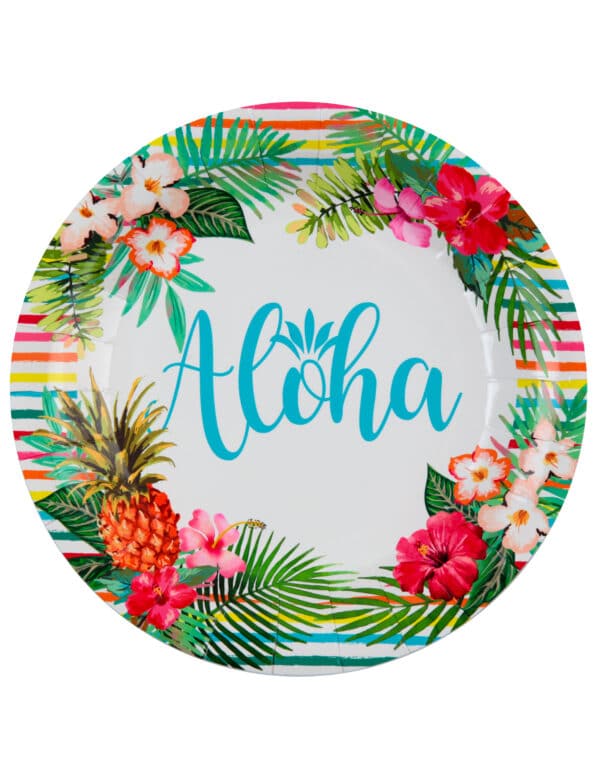 Hawaii-Pappteller Aloha 10 Stück bunt 22