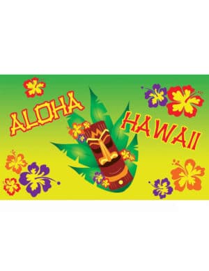 Hawaii-Partybanner mit Totempfahl bunt 90 x 150 cm