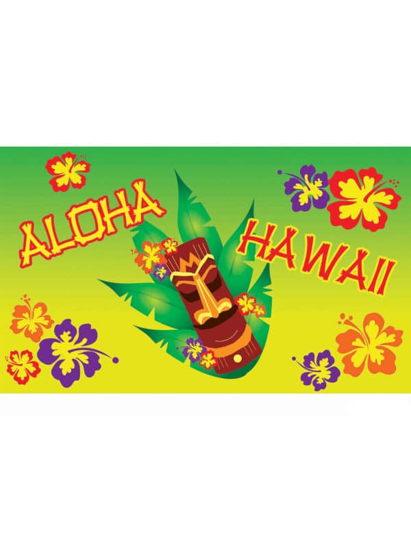 Hawaii-Partybanner mit Totempfahl bunt 90 x 150 cm