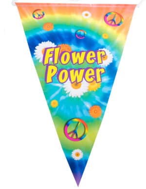 Hippie-Girlande mit Wimpeln Flower Power bunt 5 m